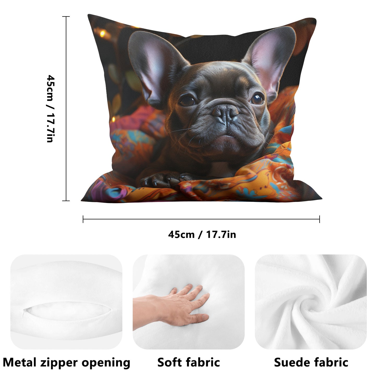 Adorably Cute Frenchie Puppy - Pillow Cover