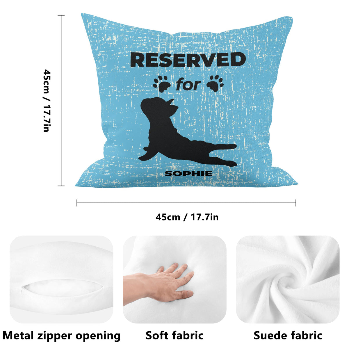 Almohada personalizada con nombre de Frenchie
