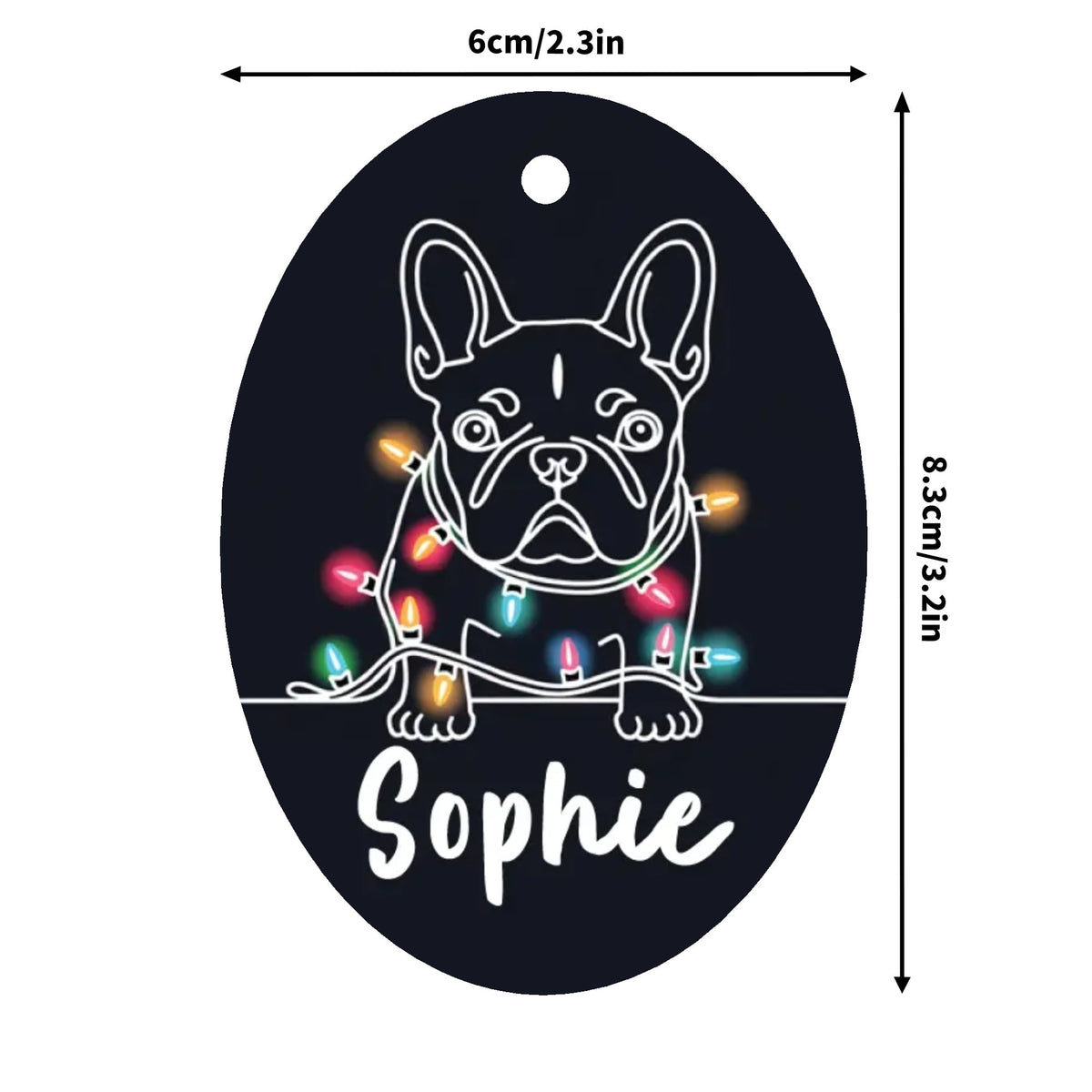 Adornos personalizados para los amantes de los Frenchies con el nombre de tu Frenchie