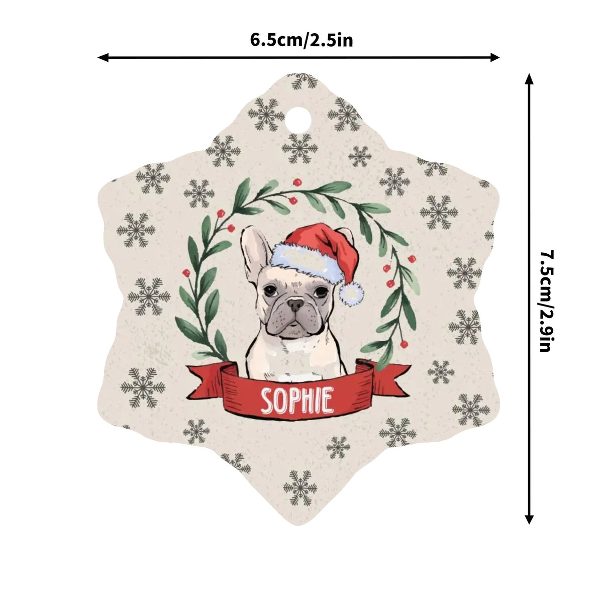 Adornos personalizados para los amantes de los Frenchies con el nombre de tu Frenchie