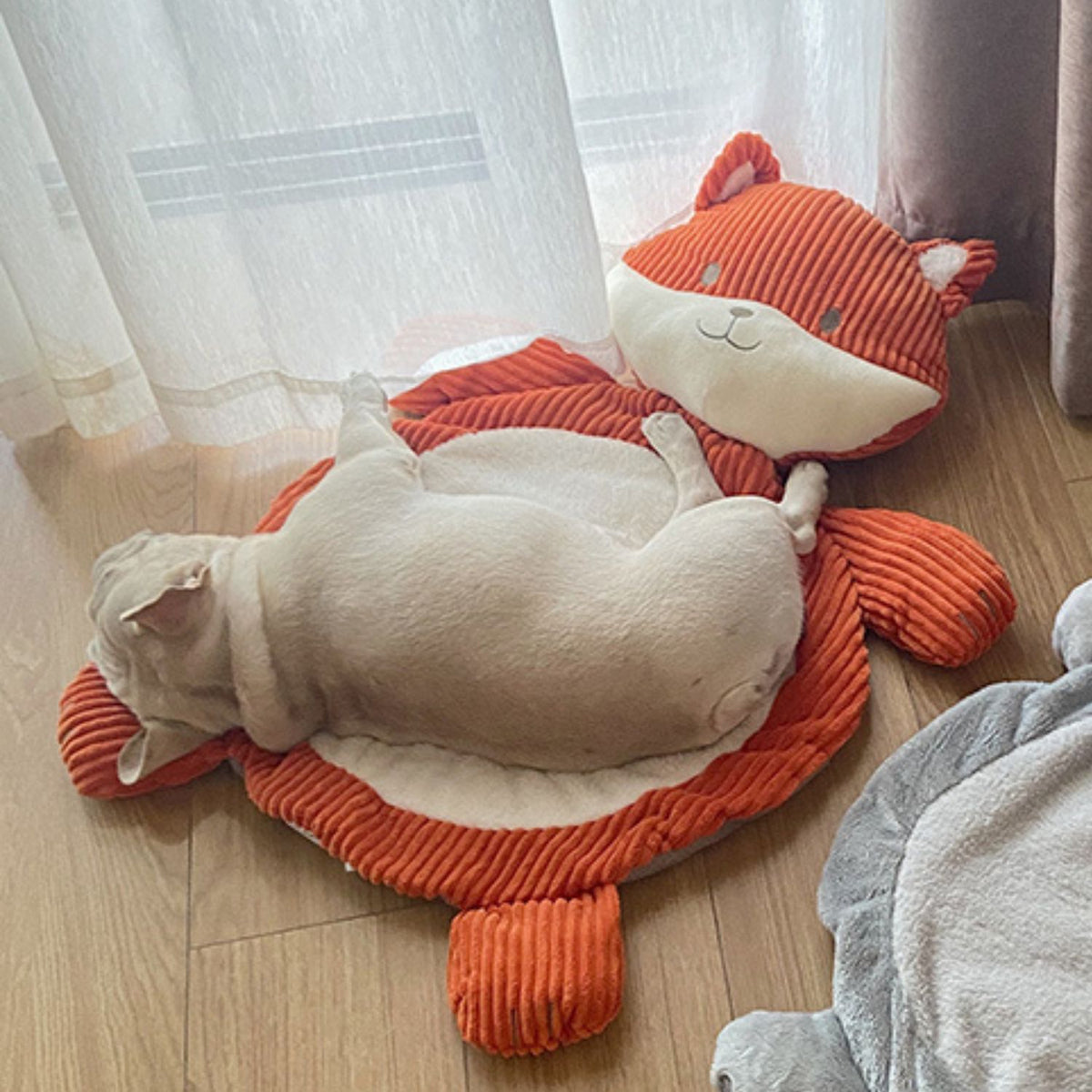 Coussin bouledogue français de dessin animé – Tapis de couchage d'hiver chaud et moelleux