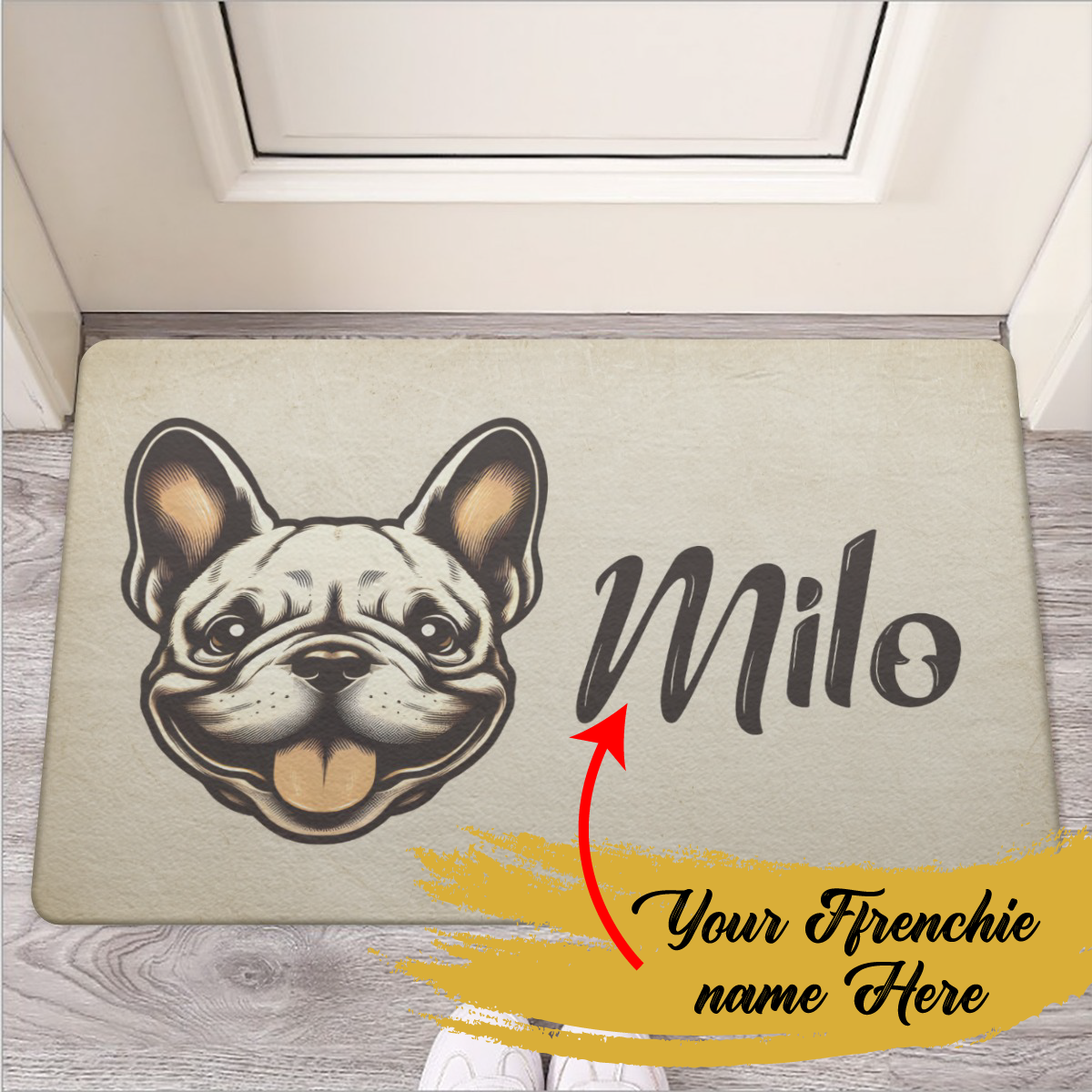 Felpudo personalizado con nombre de bulldog francés - Felpudo
