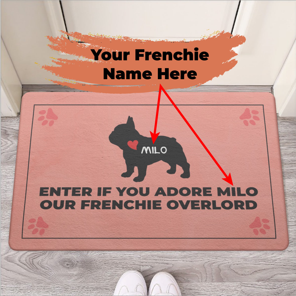 Felpudo personalizado con nombre de bulldog francés - Felpudo