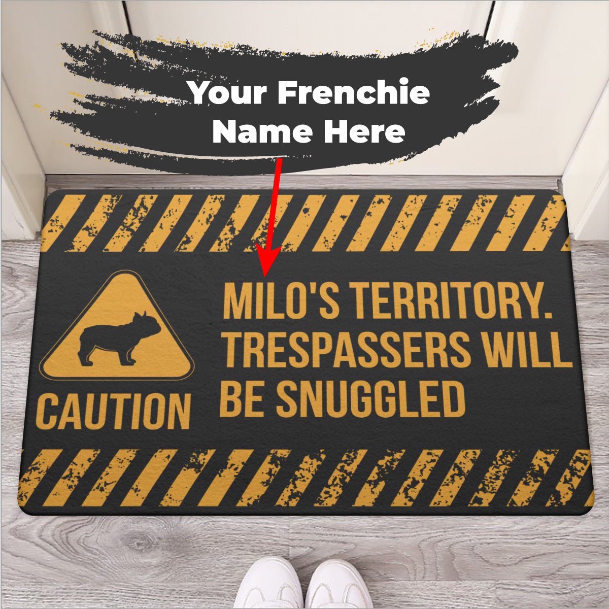 Felpudo personalizado con nombre de bulldog francés - Felpudo