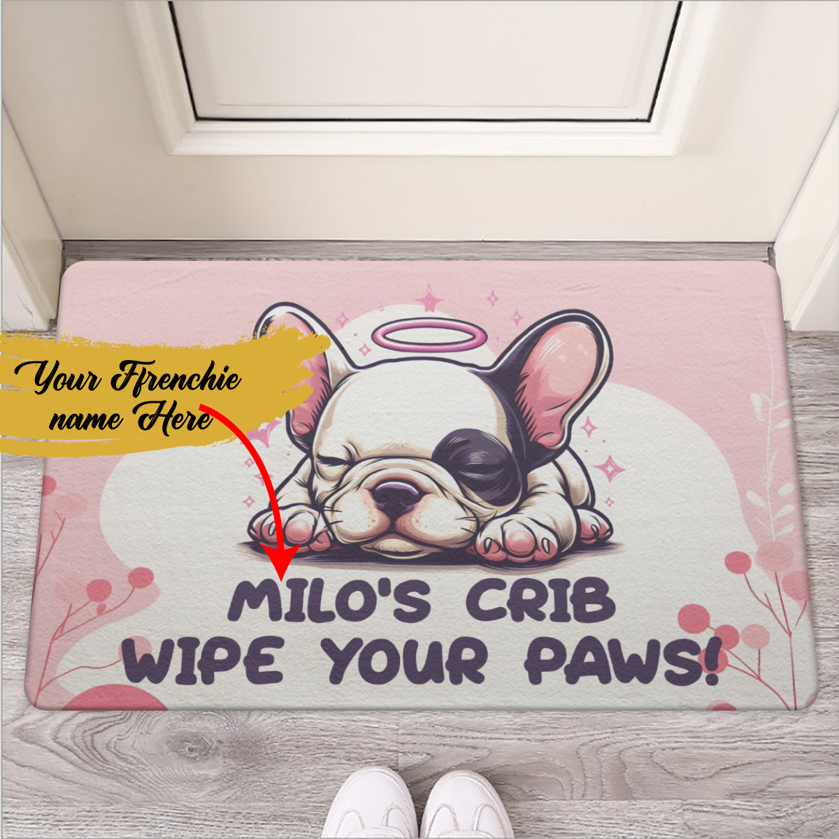 Felpudo personalizado con nombre de bulldog francés - Felpudo