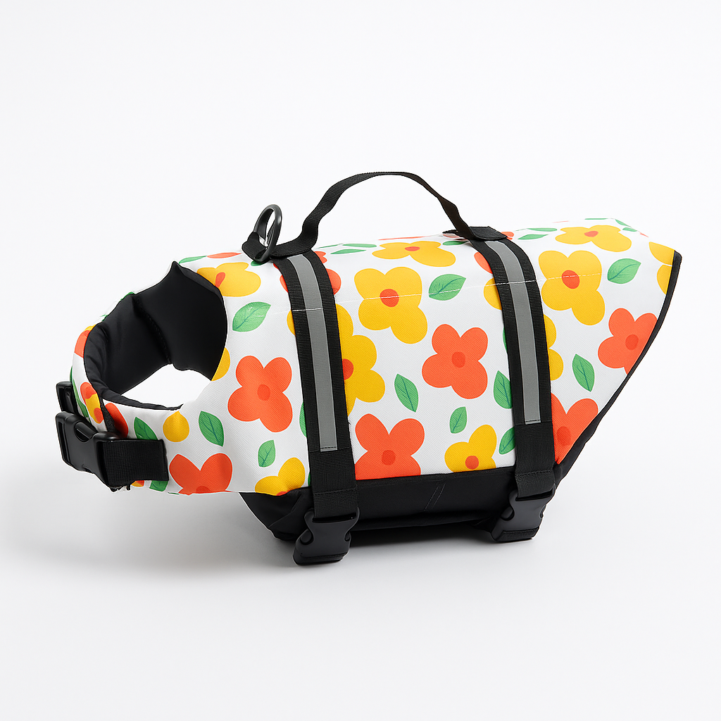 Gilet de sauvetage imprimé Frenchie – Gilet de natation à haute flottabilité avec bandes réfléchissantes