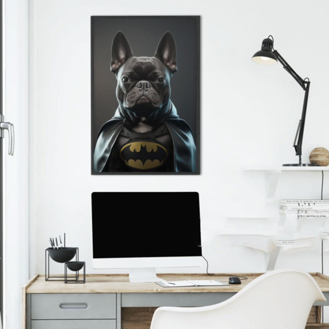 Whimsical Frenchie Bat Framed Poster
