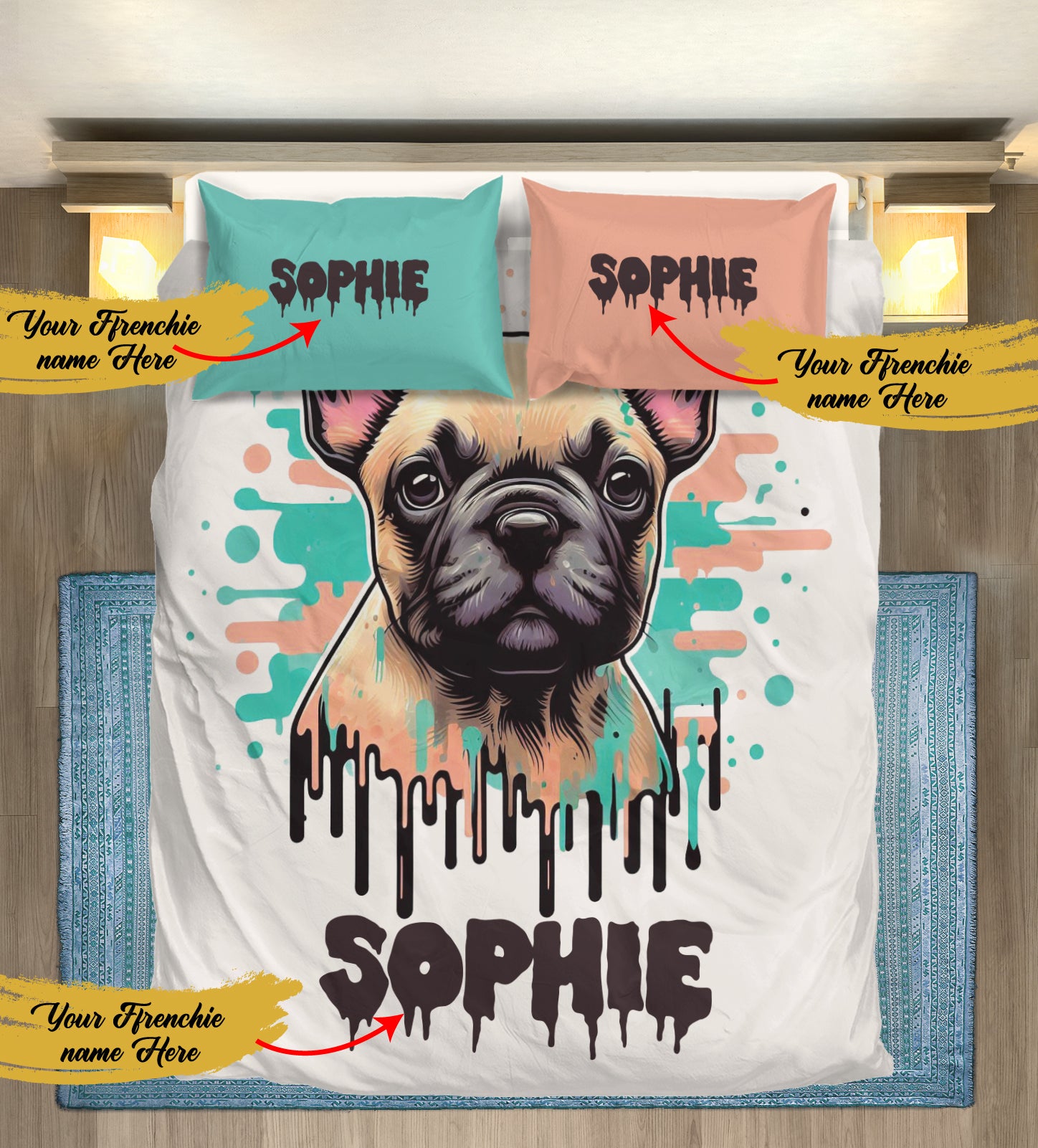 Frenchie Name Bedding – Personalized Dog Bed Sheets