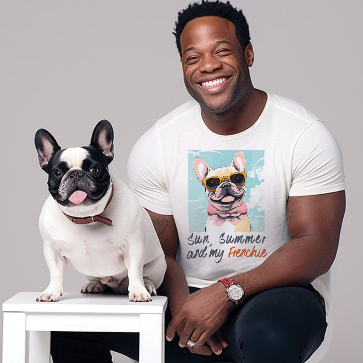 Summertime with my French bulldog - Unisex T-Shirt