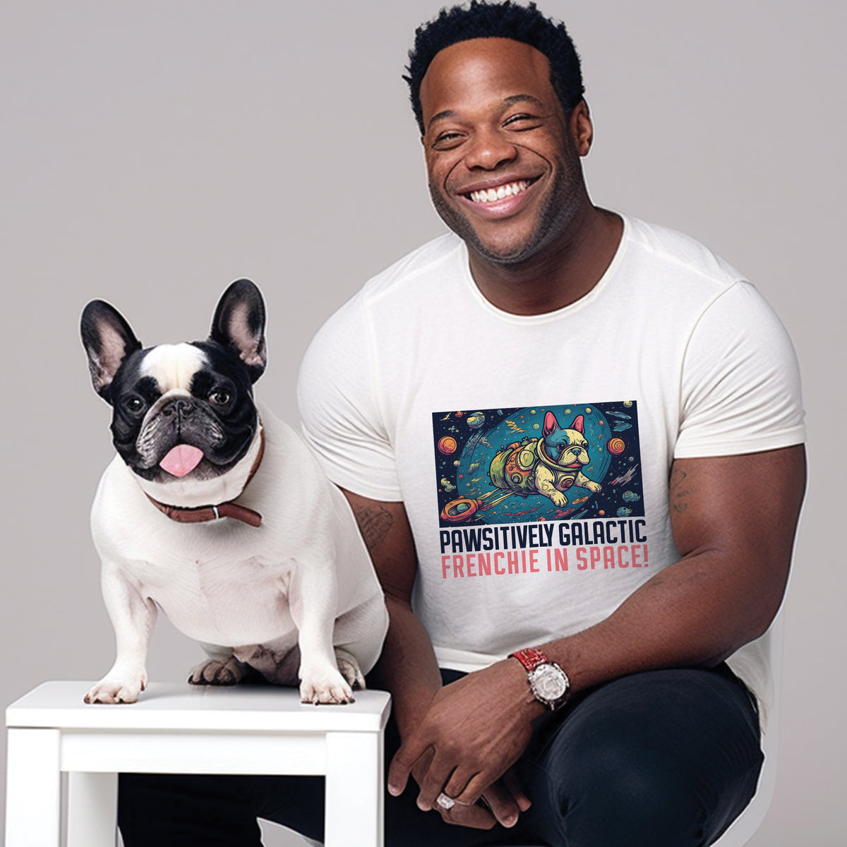 Frenchie in space - Unisex T-Shirt
