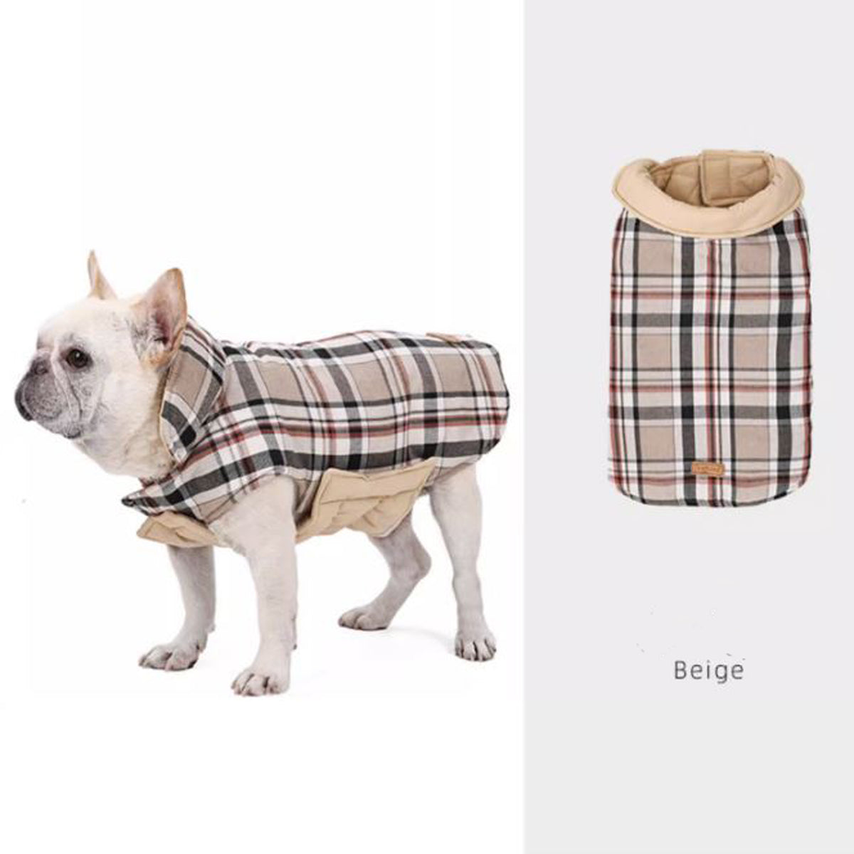 Durable Frenchie Double-Sided Plaid Vest winter apparel