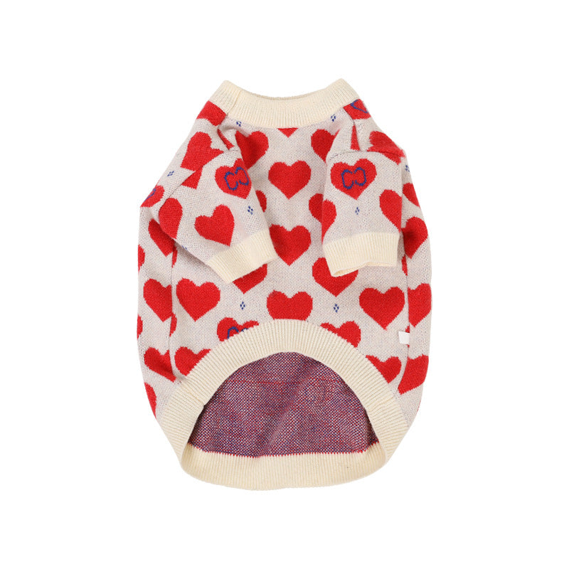 Hearts - Winter Sweater for French Bulldog (WJ09) - Frenchie Bulldog Shop