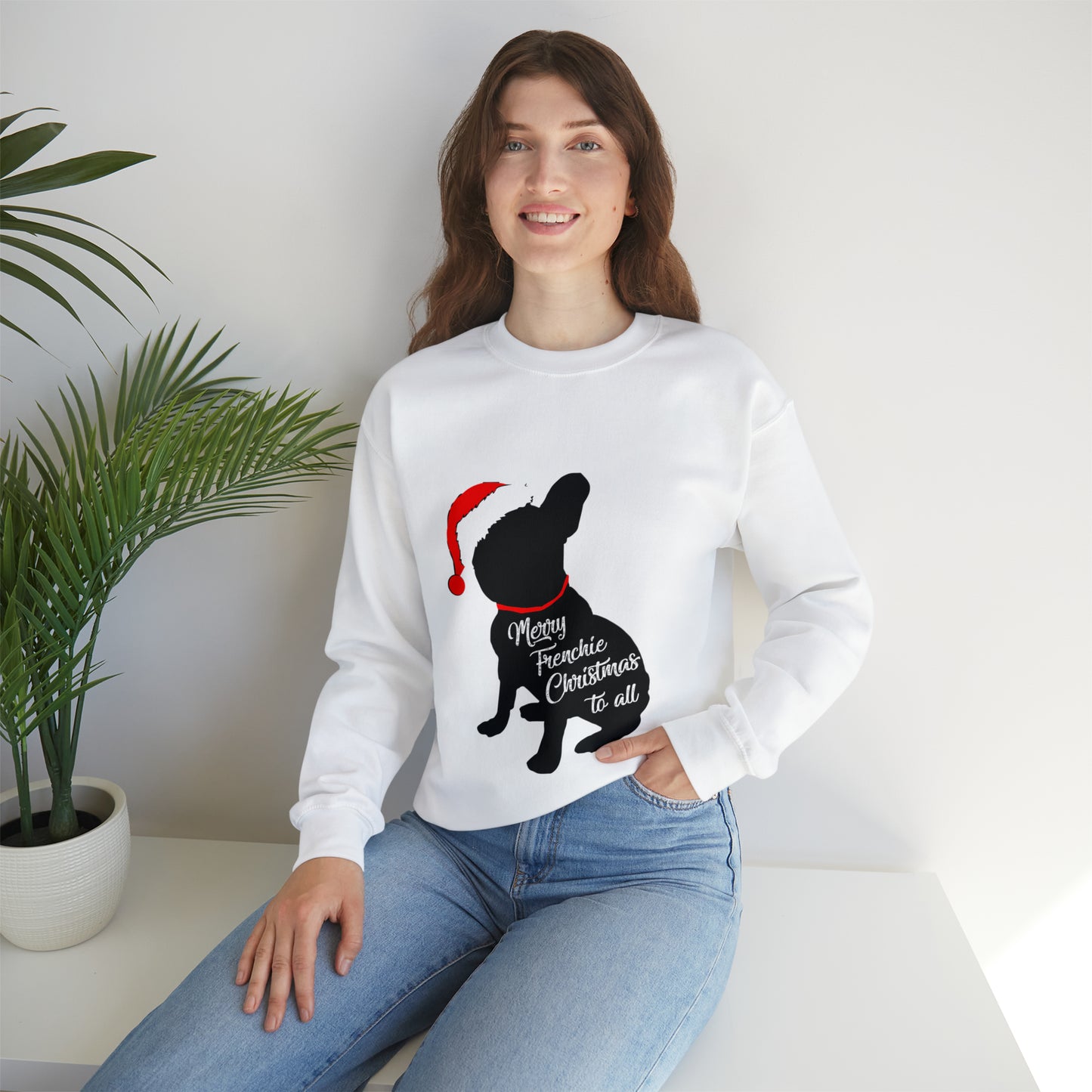 Festive Frenchie Christmas Sweater -  Unisex Sweatshirt