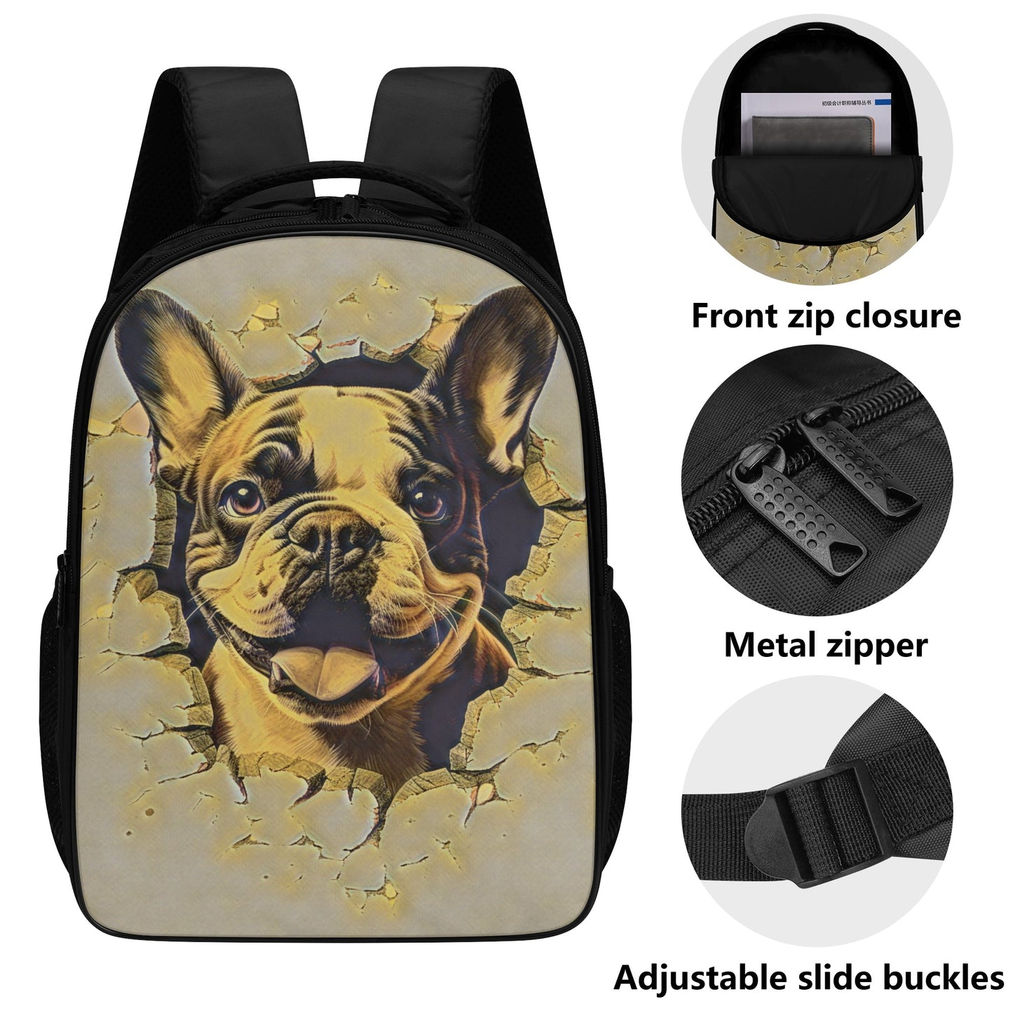 Frenchie Style - 16 Inch Dual Compartmen Backpack