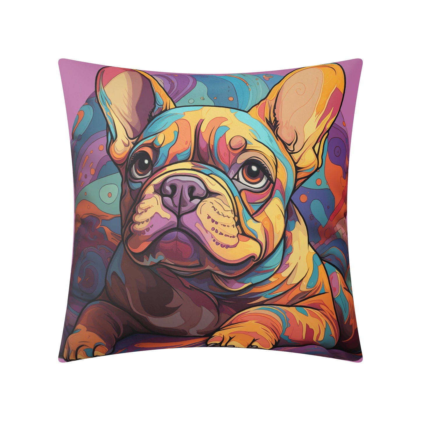 Vibrantly Colorful Frenchies Lovers Pillow Cover