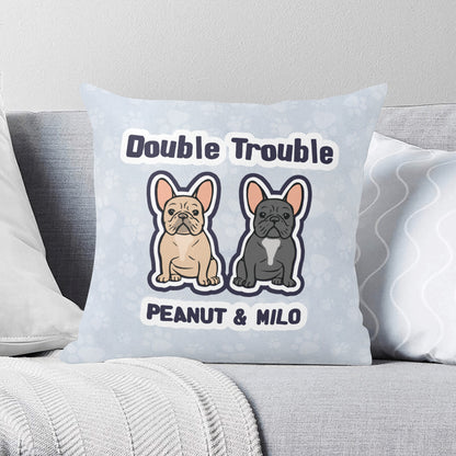 Double Touble - Custom Pillow with Frenchie Name
