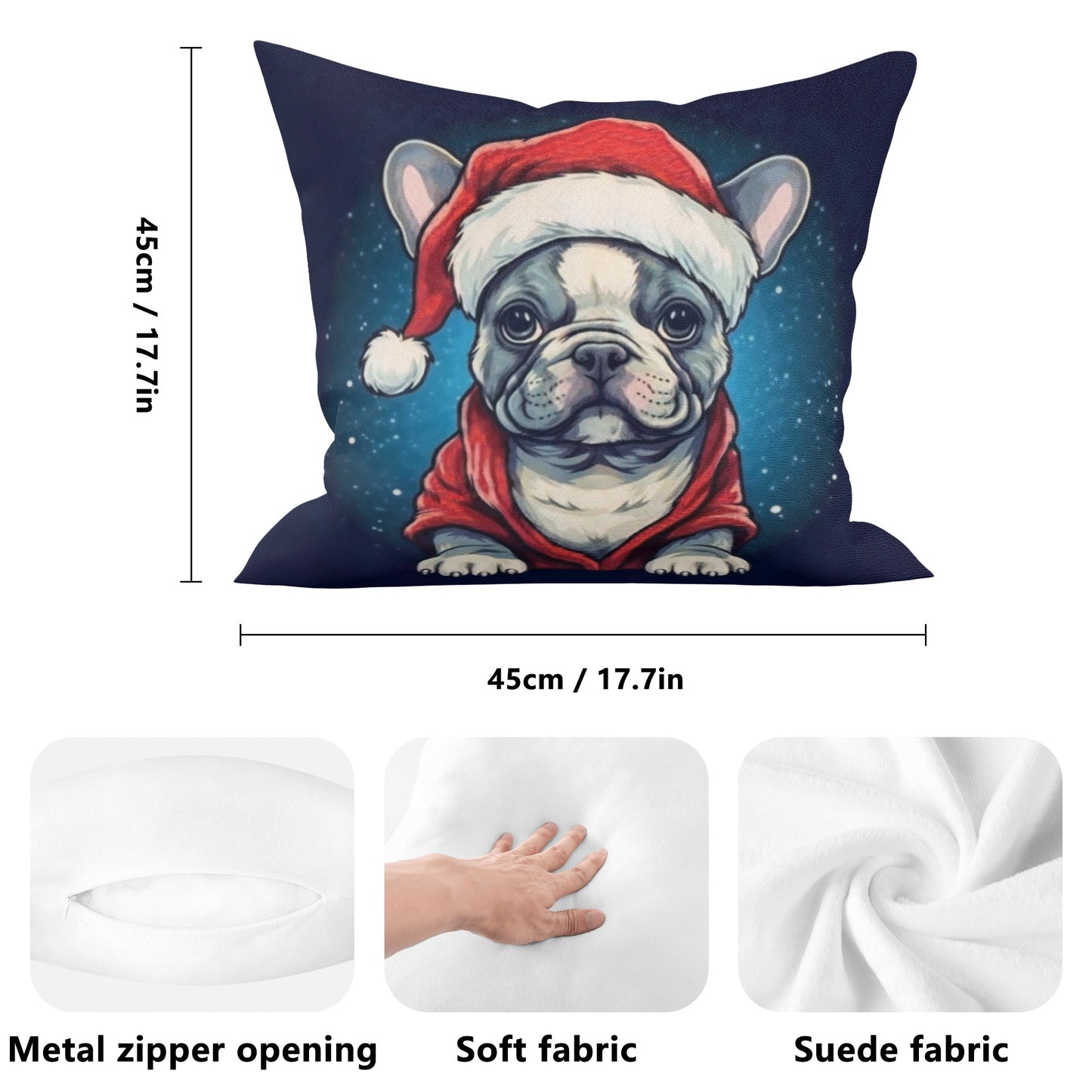 Santa Frenchie - Pillow Cover