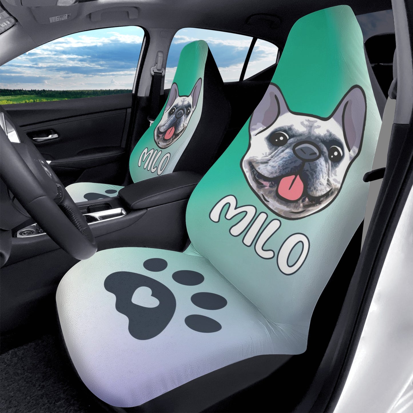 Custom Car Seat Cover with Frenchies Name - Car Seat Cover (2 pcs)