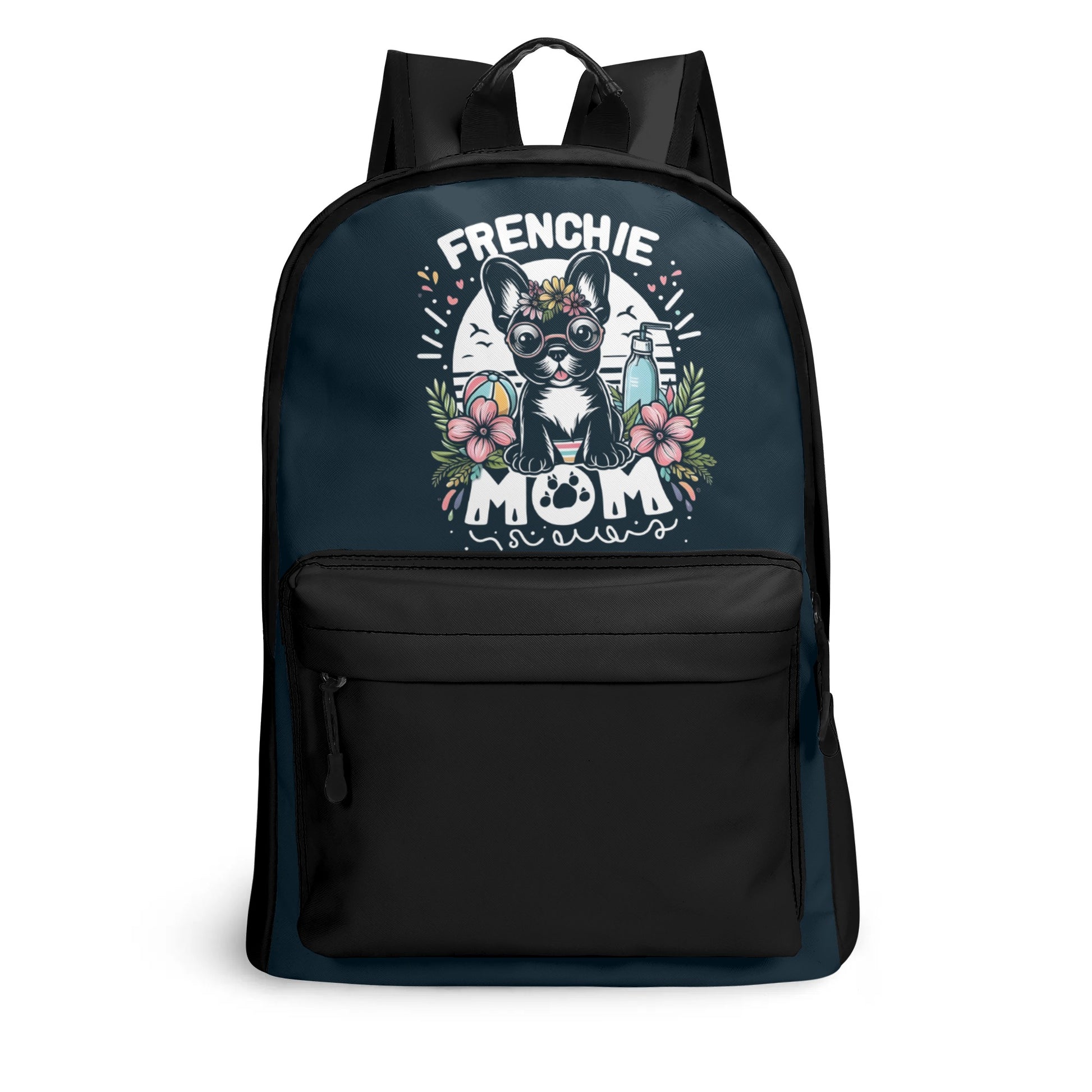 Frenchie Mom - 17 Inch (PU) Leather Backpack Frenchie Mom - 17 Inch (PU) Leather Backpack