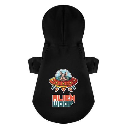 Alien Woof - Sudadera con capucha personalizada de bulldog francés con frases divertidas: elegante, acogedora y de primera calidad, 100 % algodón.