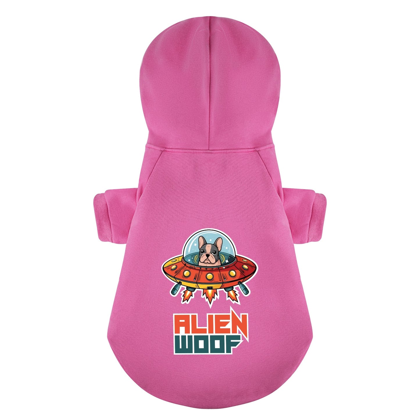 Alien Woof - Sudadera con capucha personalizada de bulldog francés con frases divertidas: elegante, acogedora y de primera calidad, 100 % algodón.