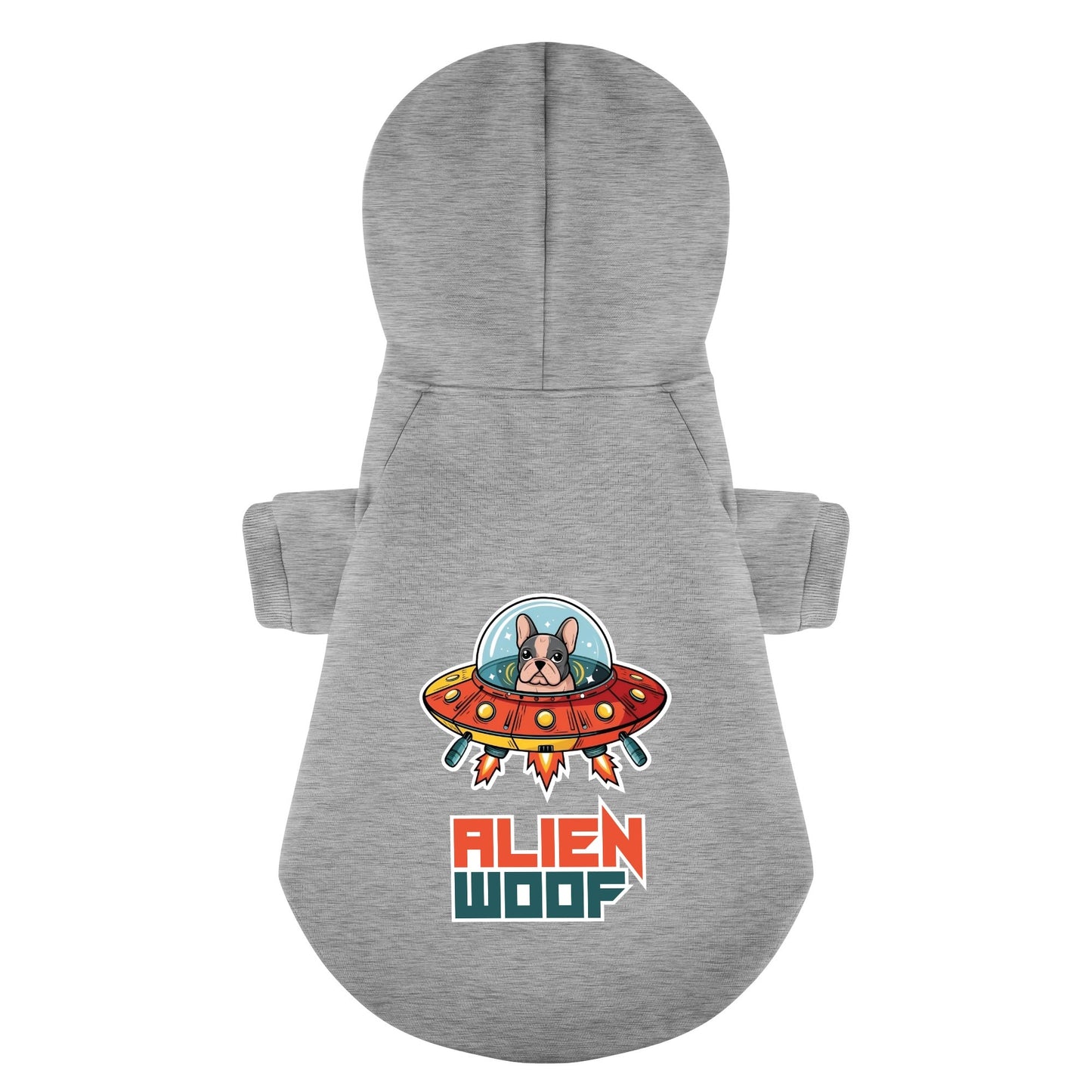 Alien Woof - Sudadera con capucha personalizada de bulldog francés con frases divertidas: elegante, acogedora y de primera calidad, 100 % algodón.