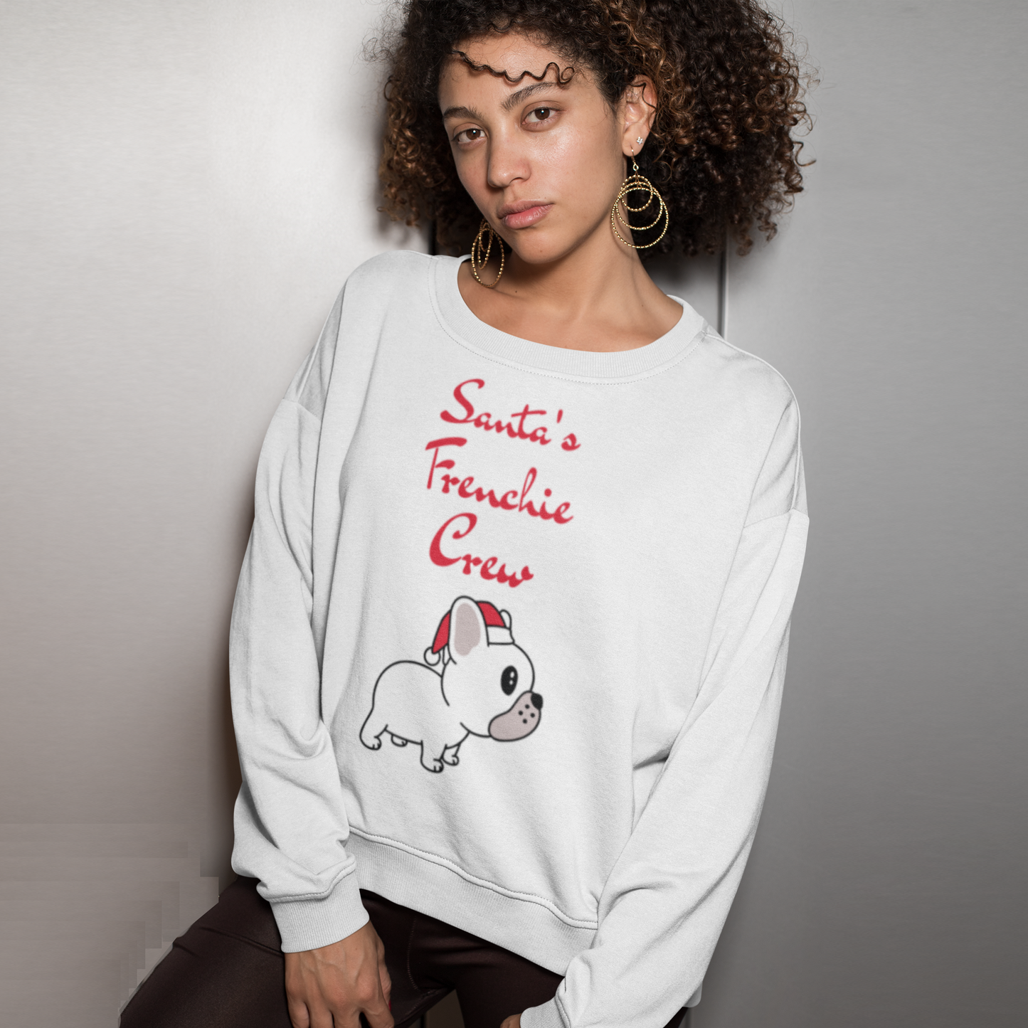 Santa's Frenchie Crew Sweater -  Unisex Sweatshirt