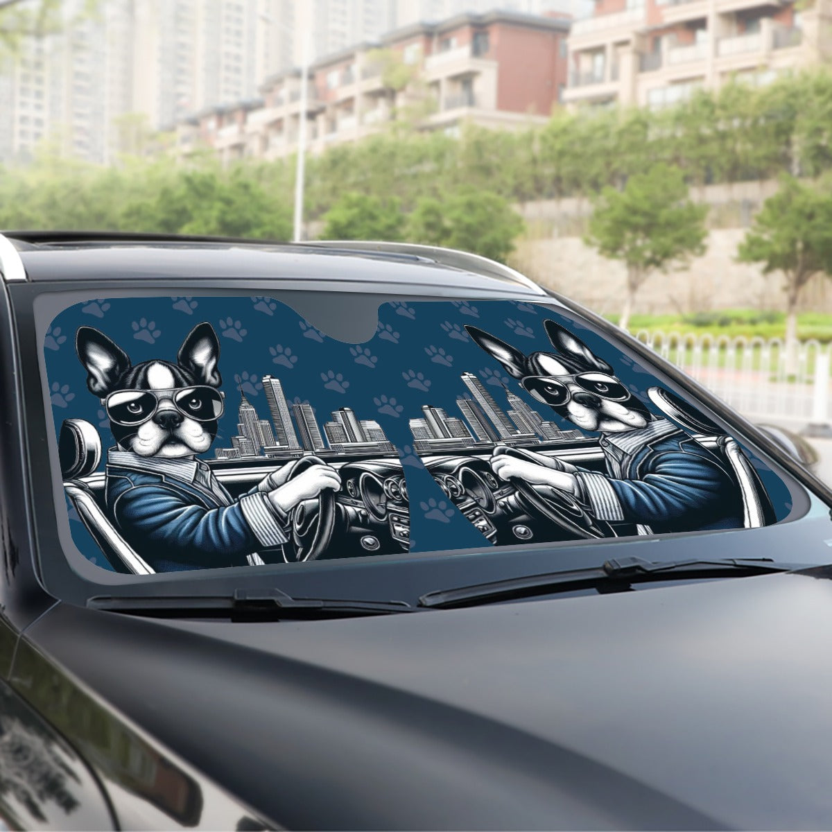Wally  - Windshield Sunshade for Boston Terrier lovers