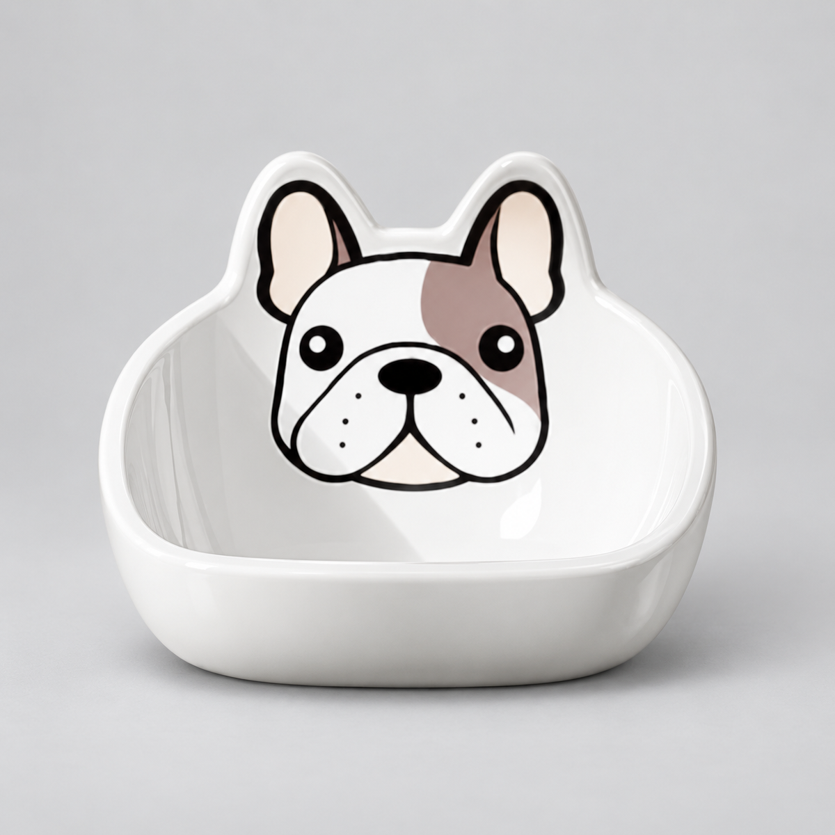 PawLo French Bulldog Adjustable Ceramic Bowl with Table – Dog Feeding Station with Dual Non-Slip Mat