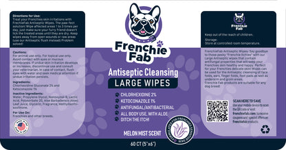 Frenchie Antiseptic Large Cleaning Wipes – Aloe Antifungal Gentle Skin Care (Frenchie Fab)