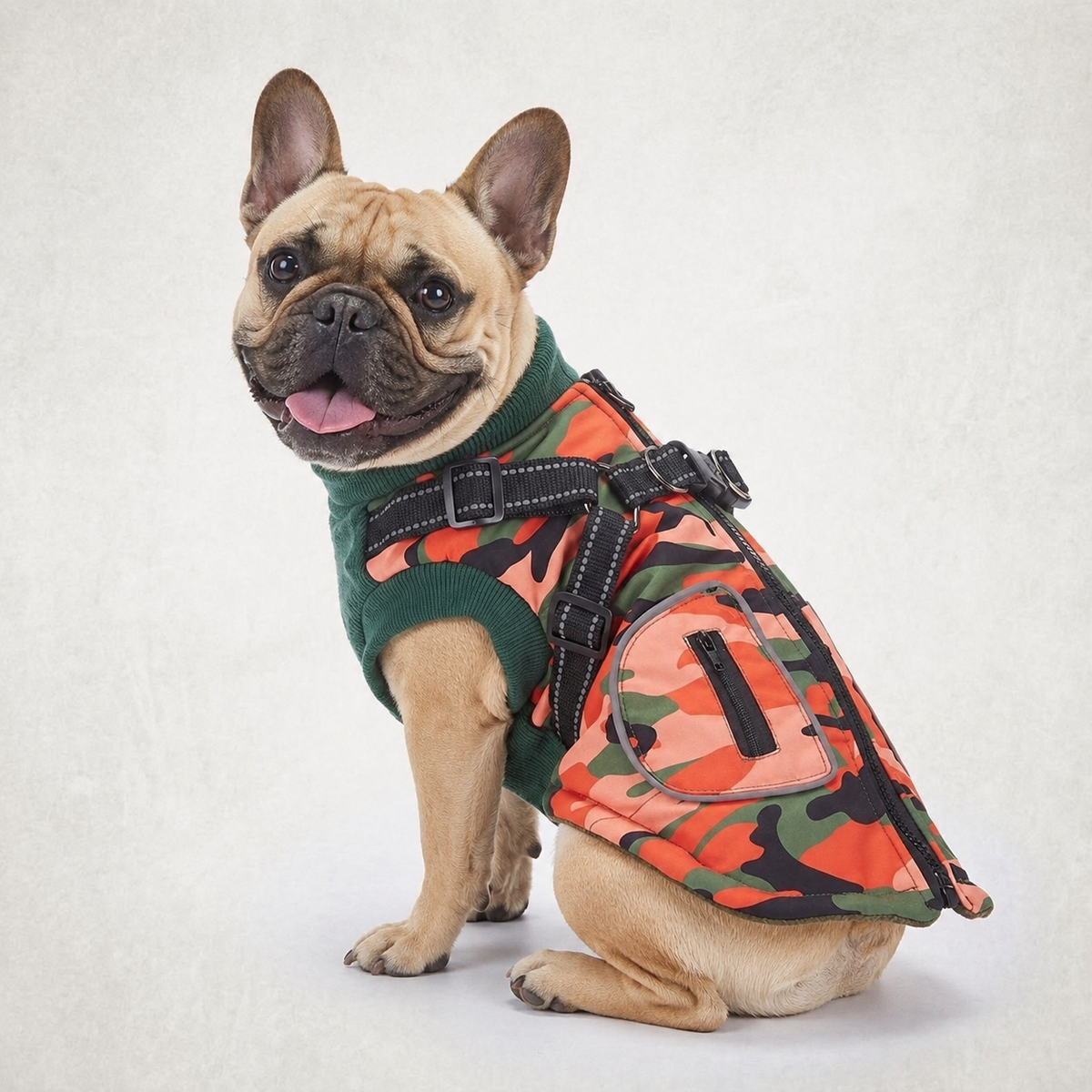 French Bulldog and owner in matching outfits from Frenchie Shop