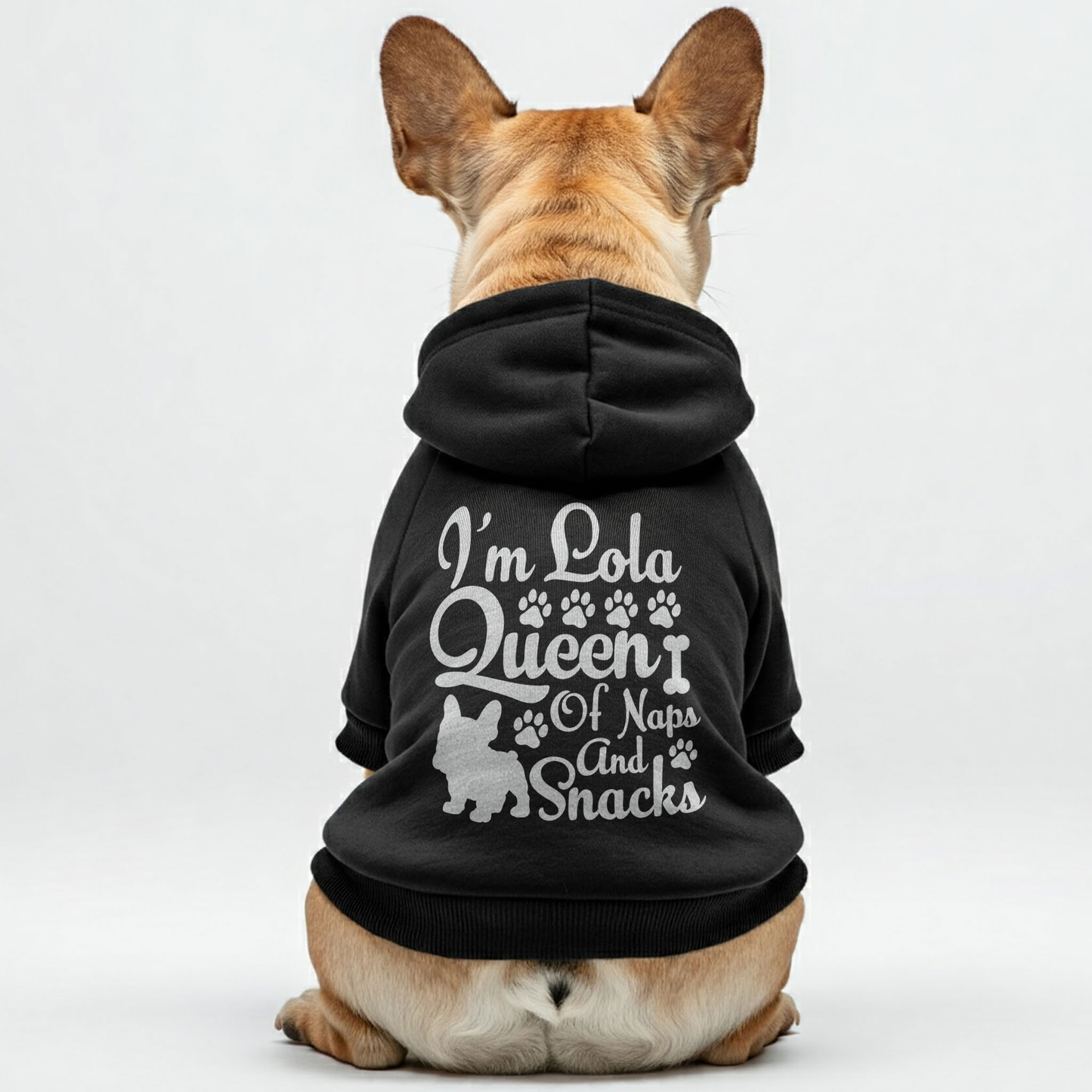Sudadera con capucha personalizada de bulldog francés con frases divertidas y nombre personalizado: elegante, acogedora y de primera calidad, 100 % algodón.