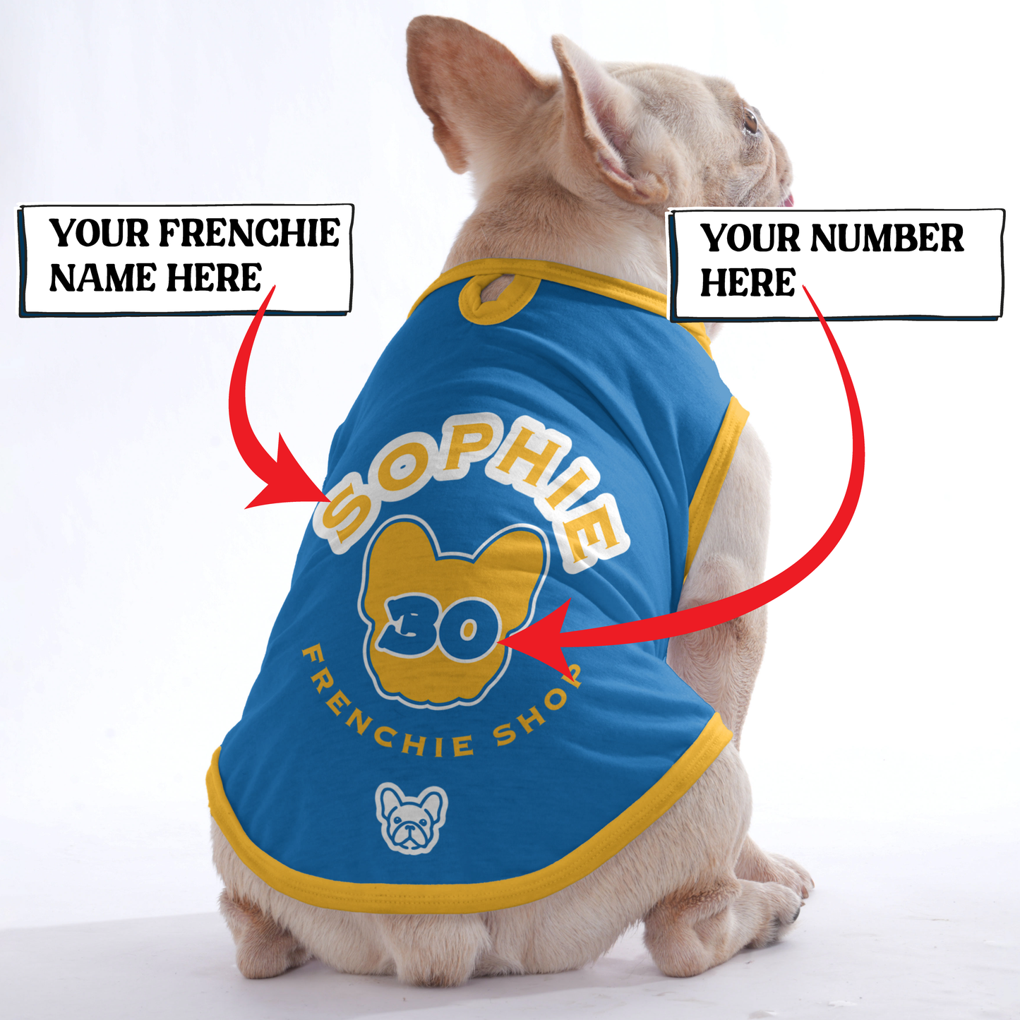 T-shirt Frenchie personnalisé avec nom et numéro - Frenchie Shop Original