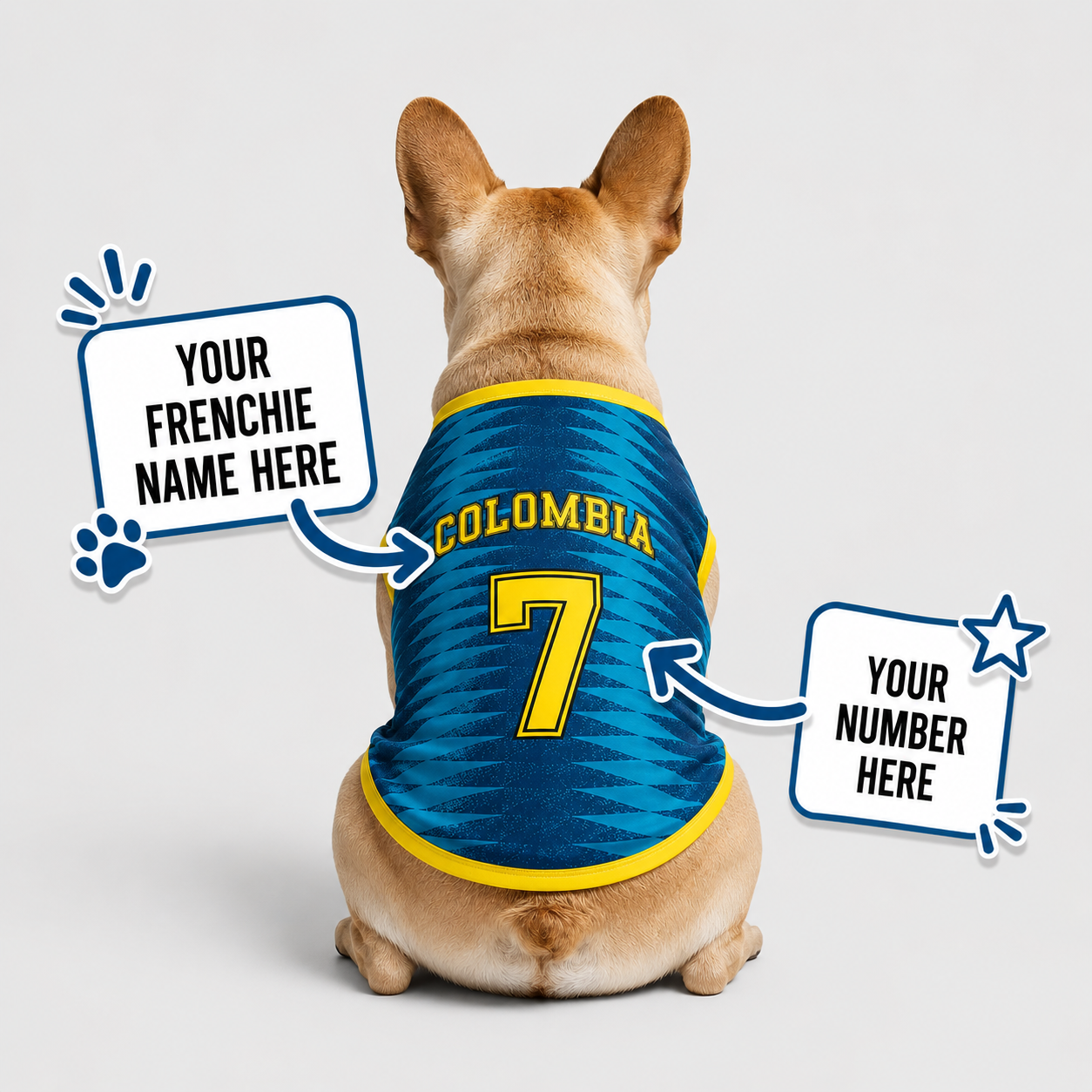 Personalized colombia away - jerseys for Frenchies