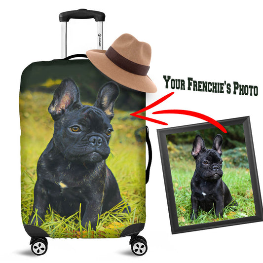 Custom Luggage Cover with Frenchie picture