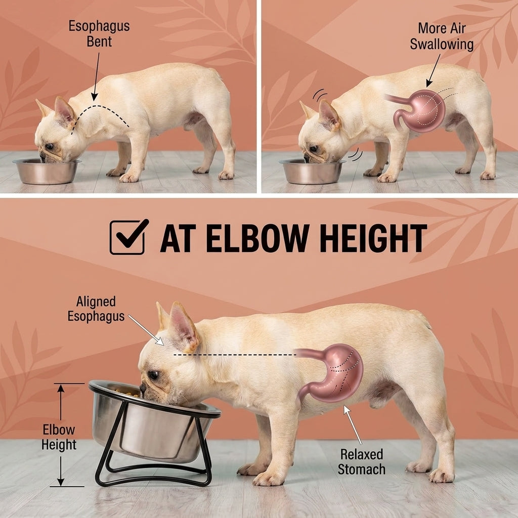 Frenbowl Frenchie Slow Feeder –  Stainless Steel Spine Dog Bowl with Stand