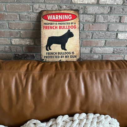 Targa in metallo infrangibile con bulldog francese, decorazione da parete, 20,3 x 30,5 cm Targa in metallo infrangibile con bulldog francese, decorazione da parete, 20,3 x 30,5 cm