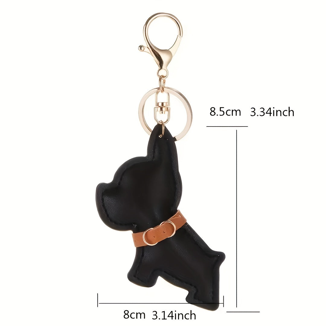 French-Bulldog faux leather keychain
