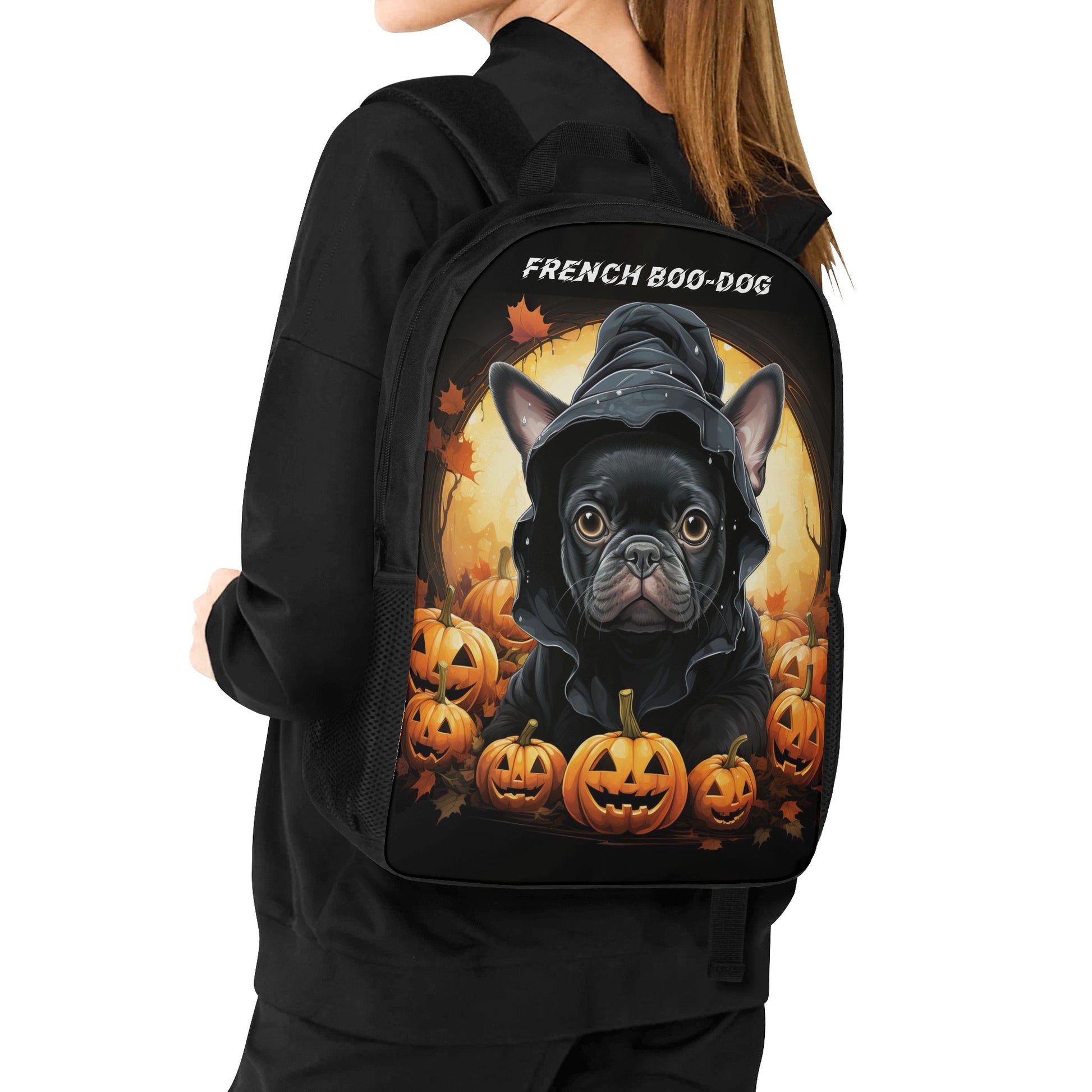 French Boo Dog 17 Inch Laptop Backpack