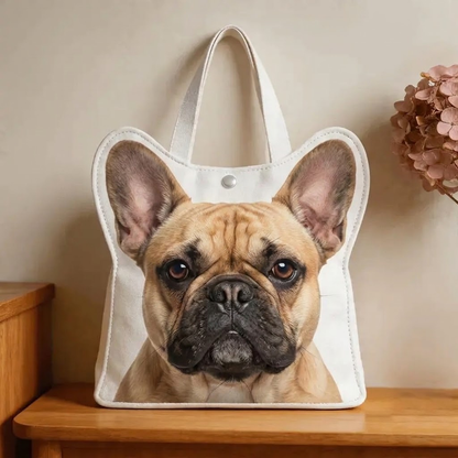 Premium French Bulldog Canvas Bag – Cute Frenchie-Shaped Shoulder Bag