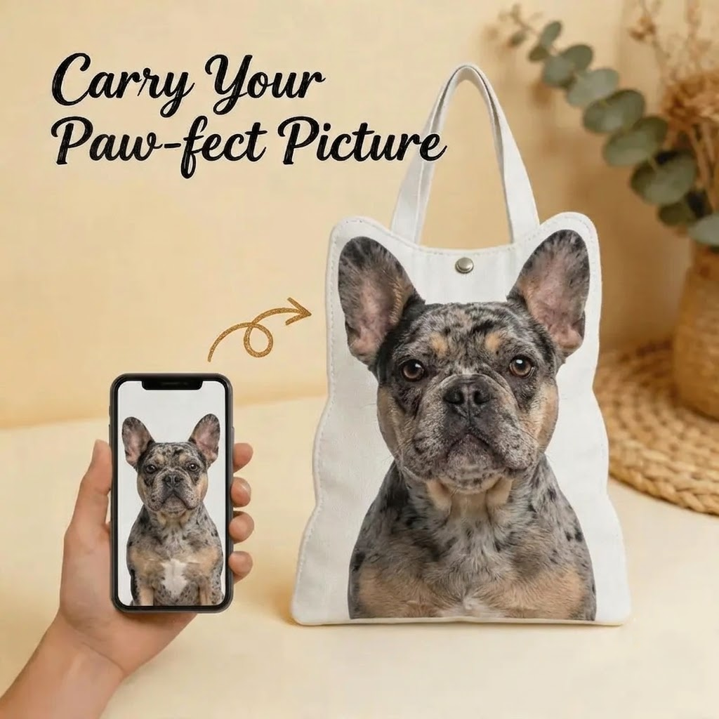 Premium French Bulldog Canvas Bag – Cute Frenchie-Shaped Shoulder Bag