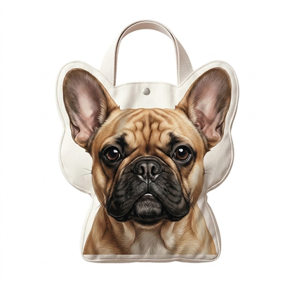 Premium French Bulldog Canvas Bag – Cute Frenchie-Shaped Shoulder Bag