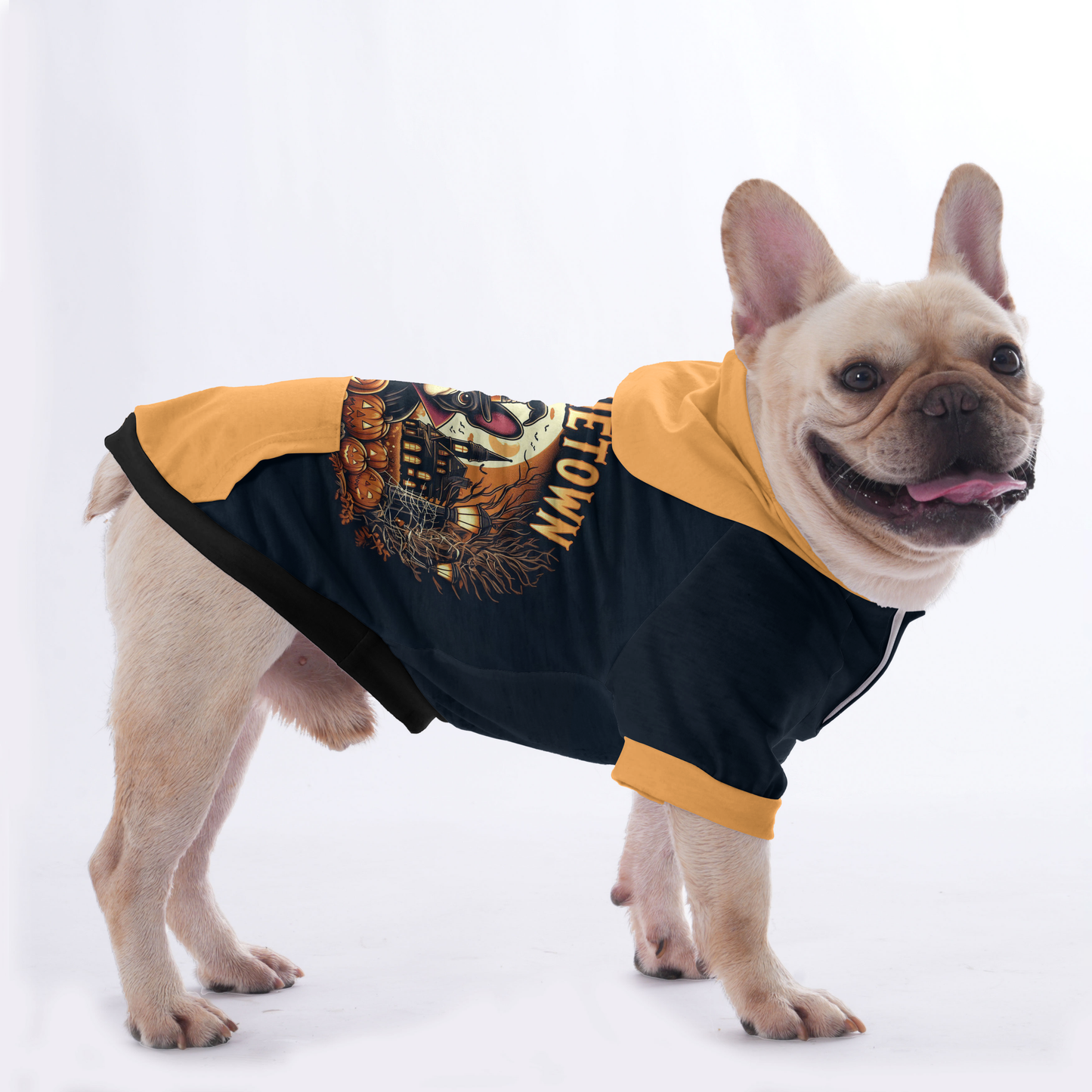 "Frenchie town" print French Bulldog Hoodies