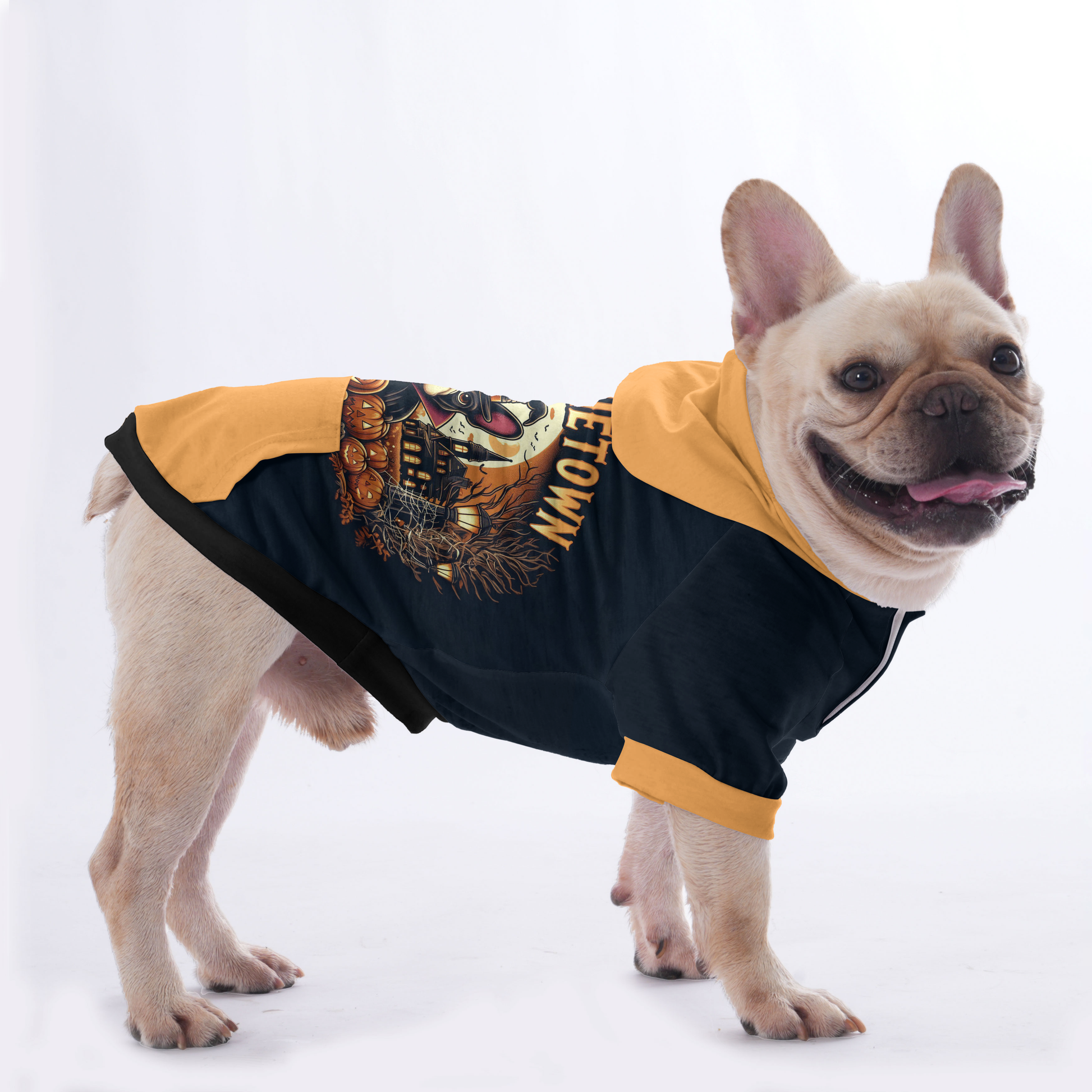 "Frenchie town" print French Bulldog Hoodies