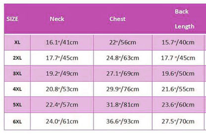 FrostGlow Frenchie Winter Jacket size table