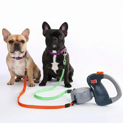 The Wigzi Dual Doggie Retractable Leash - For Two French Bulldogs | Tangle-Free Walks