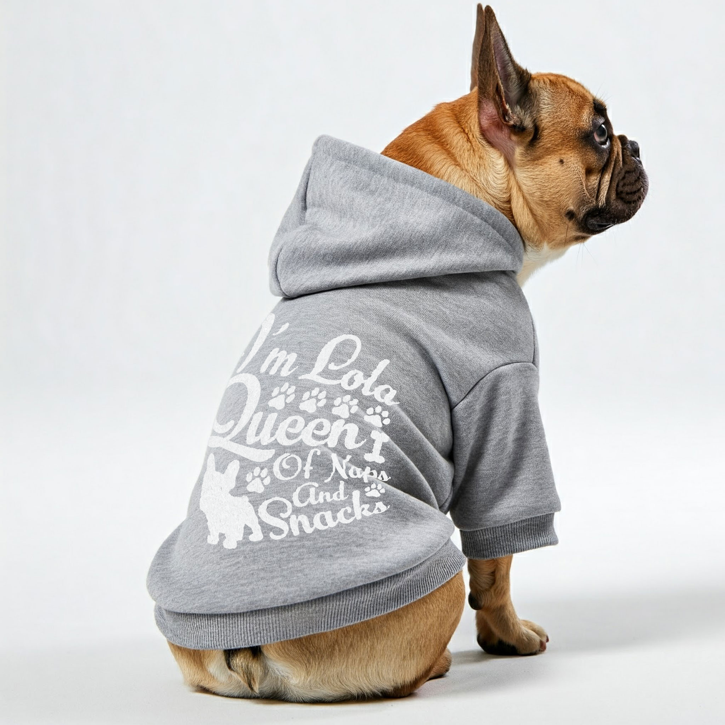 Sudadera con capucha personalizada de bulldog francés con frases divertidas y nombre personalizado: elegante, acogedora y de primera calidad, 100 % algodón.