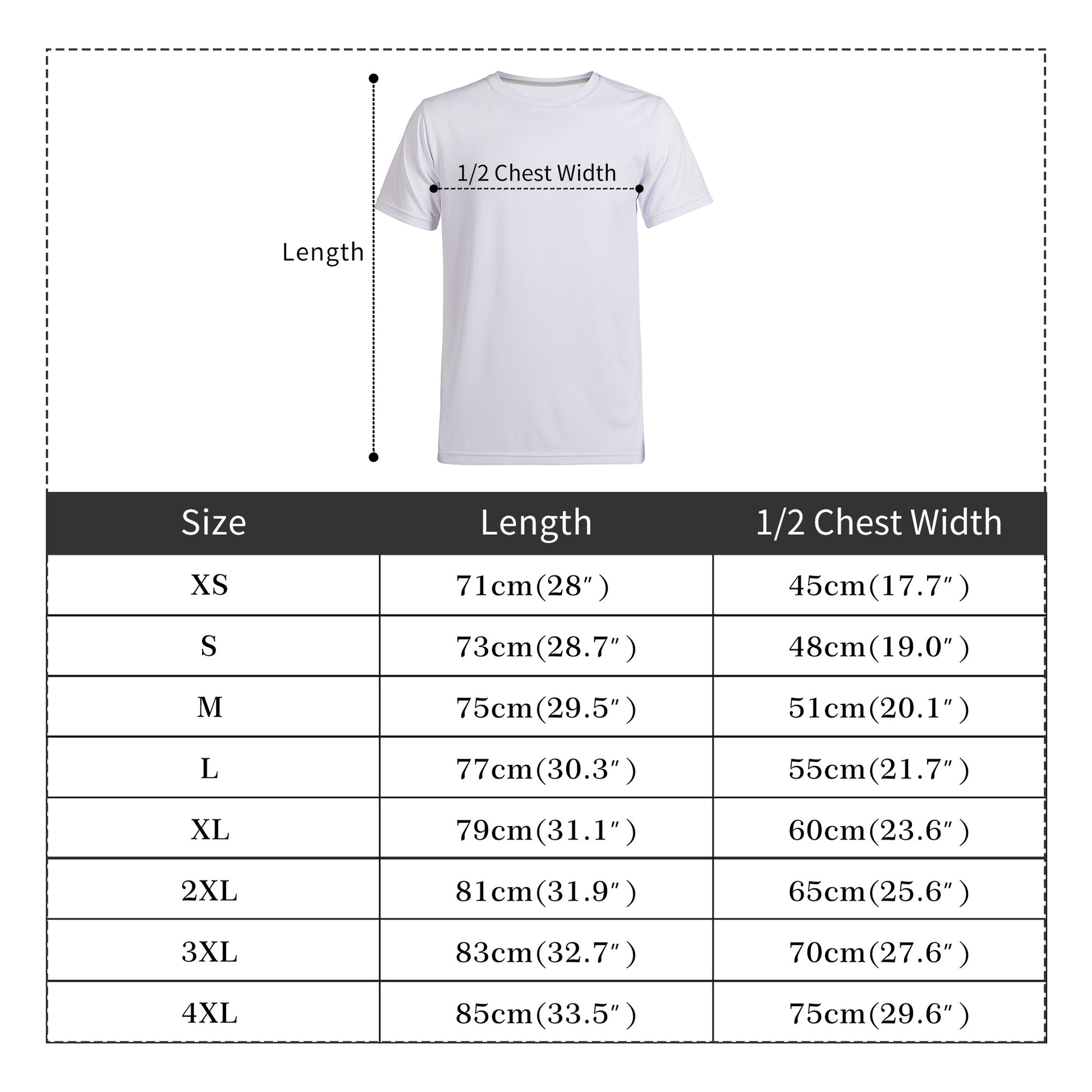 Halloween T-Shirts for Frenchies Lovers size chart