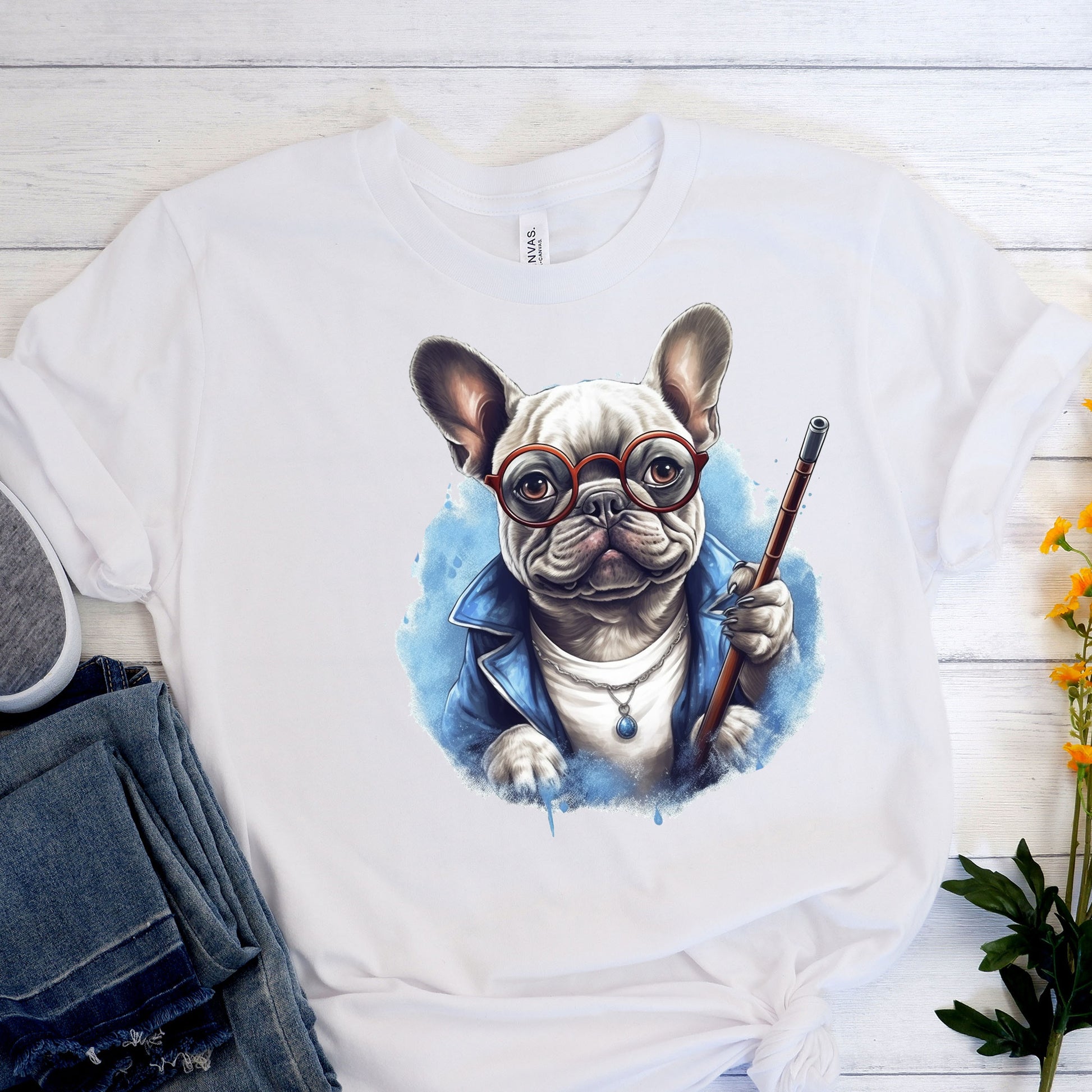Frenchie-Wizard-T-Shirt - Unleash-the-Canine-Magic-Frenchie.shopCourageous Frenchie-Themed Unisex T-Shirt