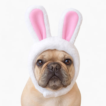 HopiPup Frenchie Bunny Ear Hat – Halloween Soft Plush Costume Cap